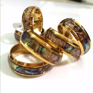 Abalone Shell Inlay Stainless Steel Ring